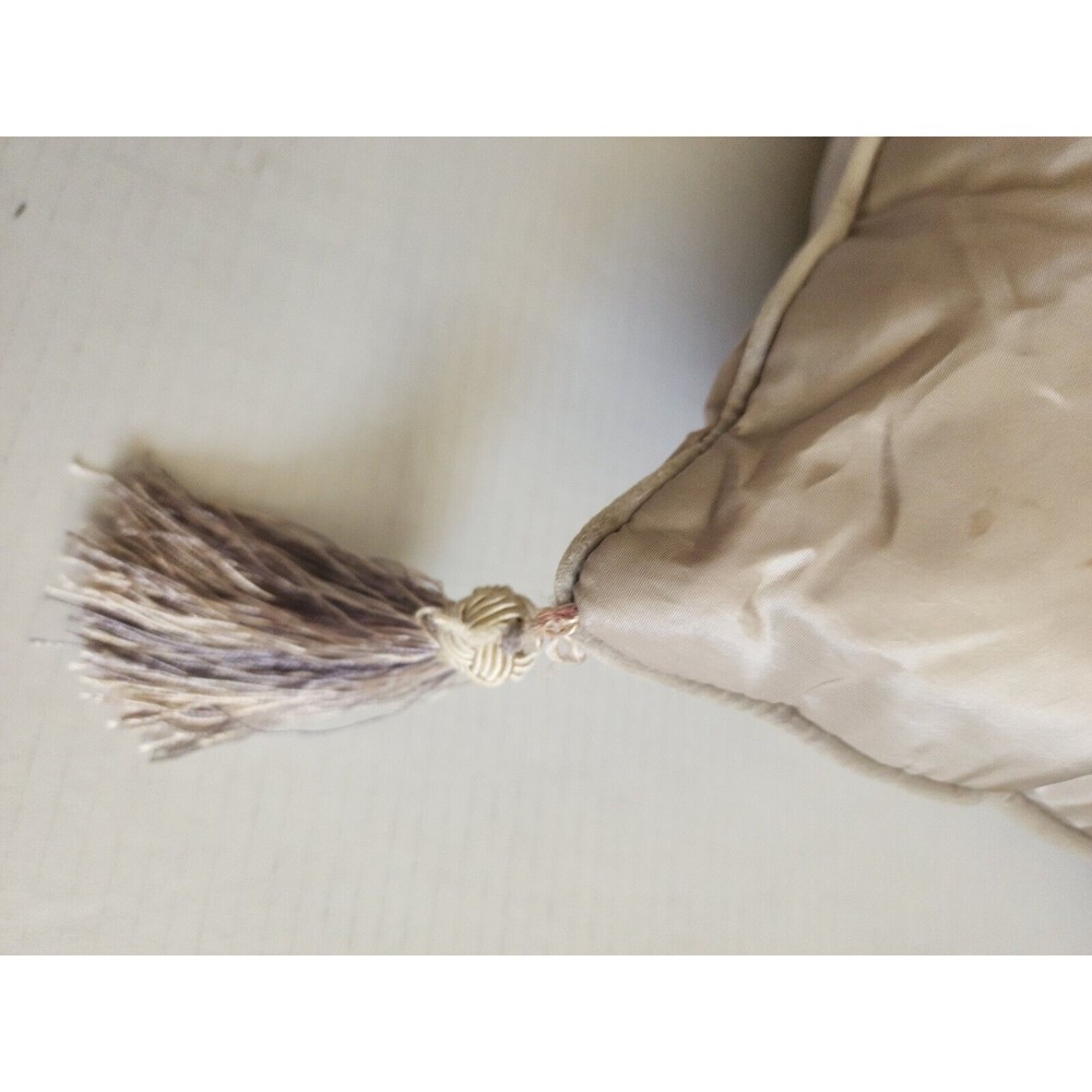 Royal Velvet JCP Decorative Pillow Embroidered Applique Tassels 18"x18" Beige - Picture 8 of 14
